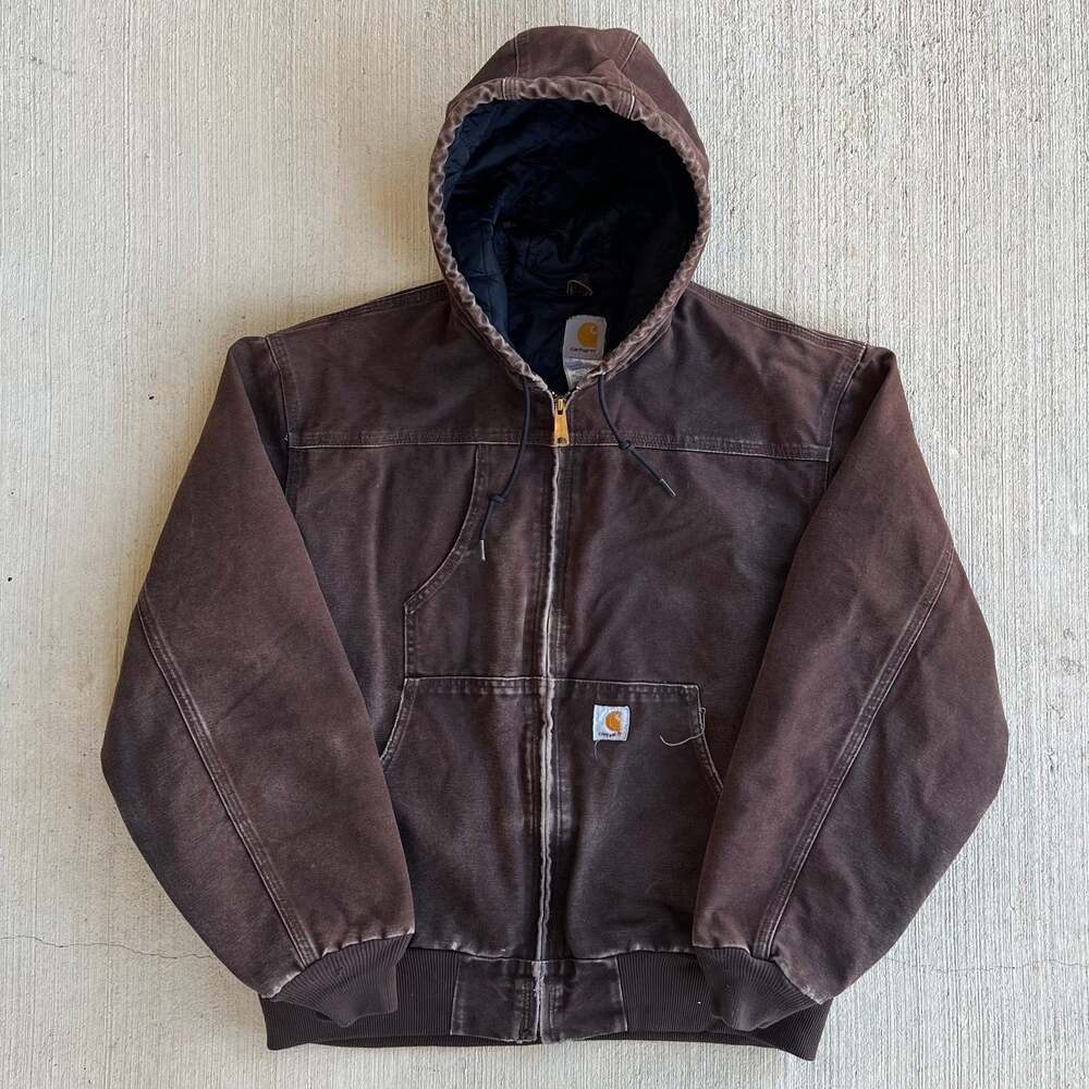 Carhartt J244 DKB brown hooded work wear jacket
